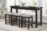 4pc Counter Height Dining Set Espresso Finish Counter Height Table w Drawer Built-in USB Ports Power B011P151855