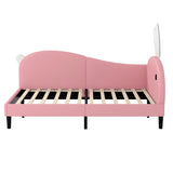 Full size Upholstered Rabbit-Shape Daybed, Sofabed with Rabbit Ear Headboard, Pink N733P208515H