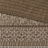 6 Piece Jacquard Quilt Set with Throw Pillows Brown/Gold King/Cal King B03597483