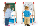 3-in-1 Kids Wooden Easel - Magnetic Chalkboard/WhiteboardPaper Roll, 60 Accessories, NaturalBlue 24573493