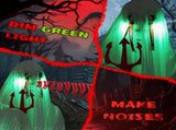 Halloween Animated Decorations - 4.3 FT Sound-Activated Ghost with Trident, Green LED Lights and 21450222