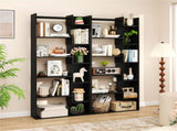 Black 6-Tier Bookshelf Wooden Bookcase 52882439