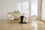 061-Set of 1 Velvet Fabric Chairs With Curved Backrest and Golden Metal Legs for Kitchen or W527P255475