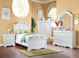 Pine Wood Nightstand with 3 Drawers in White Finish B016P253587