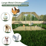 9.94 ft. x 6.46 ft. x 6.36 ft. Metal Large Chicken Coop Walk-in Poultry Cage Run Flat Shaped with W2505P176604