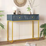 TREXM Modern Sleek Console Table Two Drawers with Stripe Design for Living Room and Entryway N715P201976E
