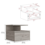 Adele Floating Nightstand with Drawer and Open Storage Shelves B070P188832