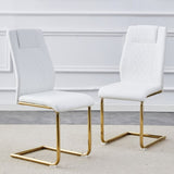 Modern dining chairs, dining room chairs, and golden leg cushioned chairs made of artificial W1151107095
