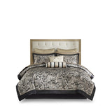 12 Piece Comforter Set with Cotton Bed Sheets Black Cal King B035128821