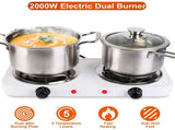 Double Burner Electric Hot Plate, 2000W Fast Heating with 5 Temperature Levels, Portable Stainless 24255018