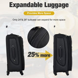 Softside Luggage Expandable 3 Piece Set Suitcase with Duffel Bag Upright Spinner Softshell N732P201004B
