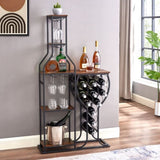 11 Bottle Wine Bakers Rack, 5 Tier Freestanding Wine Rack with Hanging Wine Glass Holder and Storage W2167130778