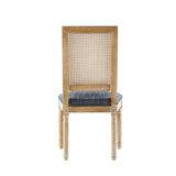French Country Dining Chairs Elegant Cane Backrest & Upholstered Seats with Fluted Legs N767P263678H