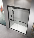 ZNTS 60 in. W x 76 in. HSliding Framed Shower Door in Black Finish with Clear Glass W127253517