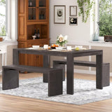 3-piece Farmhouse Style Simple Dining Set, Dining Table and 2 Benches, for Dining Room, Kitchen and 00932248