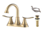 2-Handle 4-Inch Brushed Gold Bathroom Faucet, Bathroom Vanity Sink Faucets with Pop-up Drain and 64388747