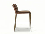 26" Counter Stool - Brown Upholstered Seat, Brass Metal Frame, 26 in. B2751P617763