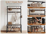 Hall Tree with Shoe Bench and Coat Rack, 4-in-1 Coat and Shoe Rack for Entryway, Mudroom Storage, 90493113
