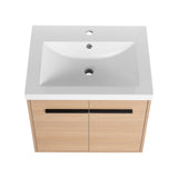 ZNTS LEVISTAR Oak 24 Inch Bathroom Vanity with resin Countertop Sink, 2 Doors Bathroom Cabinet Set W1972P165042