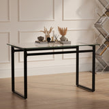 51" Modern Minimalist Rectangular Glass Dining Table for 4-6 with 0.31" Tempered Glass Tabletop and 77310009