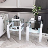 ZNTS Set of 2, Modern Tempered Glass Tea Table Coffee Table End Table, Square Table for Living Room, 28812852