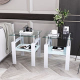 Set of 2, Modern Tempered Glass Tea Table Coffee Table End Table, Square Table for Living Room, 28812852