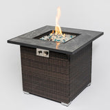 30inch Outdoor Fire Table Propane Gas Fire Pit Table with Lid Gas Fire Pit Table with Glass Rocks 07880043