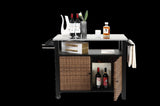 Outdoor Kitchen Wicker Island Rolling Cart & Storage Cabinet, Wheels and Stainless Steel Extended W640P256897