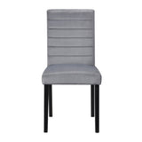 Gray Velvet Upholstered Side Chairs Set of 2pc Black Finish Wood Frame Casual Dining Room Furniture B011125791