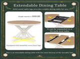 Retro Functional Extendable Dining Table with a 12" Leaf for Dining Room and Living Room 64554681