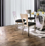 Contemporary Silver Metal 2pc Dining Chairs Black Microfiber Seat Dining Room Keyhole Back Satin B011P232976