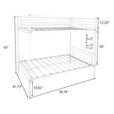 Twin-Over-Twin Bunk Bed with Metal Frame and Ladder, Space-Saving Design,White W84034153