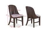 2pc Mid-Century Modern Upholstered Dining Chair Barrel Back Brown Walnut Finish Wooden Dining Room B011P263741