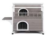 Wooden Cat house 2-Story Indoor Outdoor Luxurious Cat Shelter House with Transparent Canopy, Large 60901308