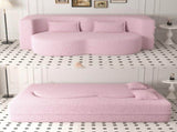 Modern Floor Sofa with 2 Pillows,Convertible Sherpa Fleece Fabric Foam-Filled Sleeper Sofa Bed,15" 78597283