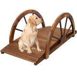 3.3ft Wooden Garden Bridge Arc Footbridge with Half-Wheel Style Railings & Solid Fir Construction, W465P221160