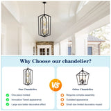 8-Light Lantern Tired Farmhouse Ceiling Hanging Light Black Chandelier Metal Modern Pendant Light W1592P209881