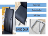 6 Dining Chair Set, Black Dining Chair Set, PU Material High Back Seat and Sturdy Leg Chair, W1151P203804