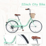 7 Speed City Bike With Basket , Steel Frame,Multiple Colors 22 Inch Girls Bicycle W1019P206032