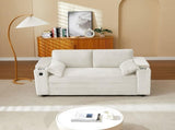 Beige Loveseat Sleeper Sofa with Storage Armrest ,USB Port W588P444893