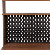 Kitchen Pantry Sideboard with 2 Sliding Striped Glass Doors, Freestanding Countertop Storage Cabinet W331P257392