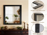 40"x30" Rectangular Bathroom Mirror with Wooden Frame Decorative Wall Mounted Mirror, Black 66346924