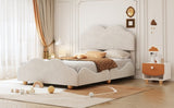 ZNTS Full Size Upholstered Platform Bed with Cloud Shaped bed board, Beige WF310565AAA