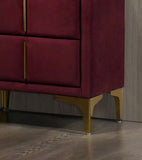 Red And Gold Coated 1pc Nightstand Bar Pull Handle Fully Upholstered Flannelette Classy Bedroom B2741P350273