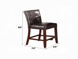 Set of 2 Counter Height Chair PU Upholstered Button-Tufted Backrest Walnut Finish Wooden B2741P333945