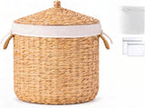Round Laundry Hamper with Lid, Woven Natural Water Hyacinth Laundry Hamper 81309200