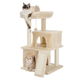 ZNTS Modern Small Cat Tree Cat Tower With Double Condos Spacious Perch Sisal Scratching Posts,Climbing 07745990