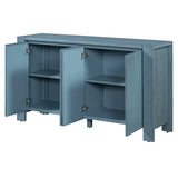 TREXM Buffet Cabinet with Storage, 4-Door Retro Wood Sideboard with Distressed Finish and Adjustable N715P204444M