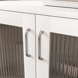 Modern Living Room Cabinet Storage Organizer with 2 Glass Doors and Adjustable Shelf White W409128109