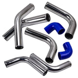 ZNTS 2.5" Universal Aluminum Intercooler Turbo Piping Pipe Kit+ Silicone Hose + Clamps 19074328